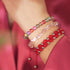 Marshmallow-Chrom-Glitzerglas x rotes Schnurarmband